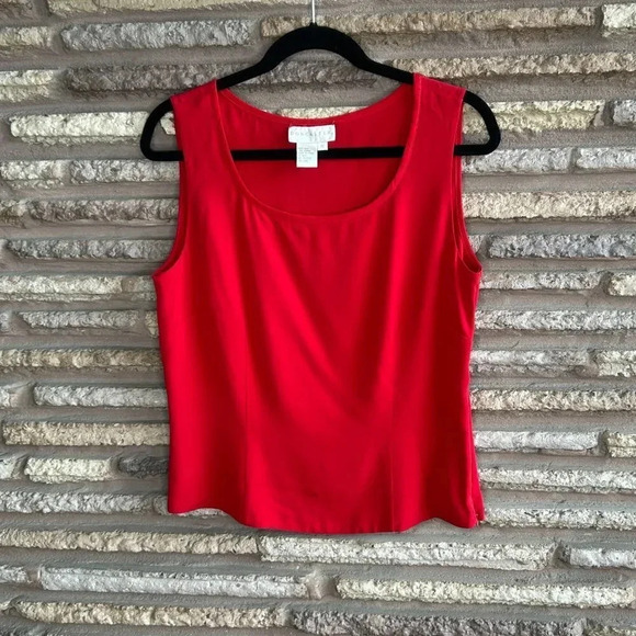 Doncaster Red Silk Blend Scoop Neck Tank Sleeveless Shell Size 10 - Picture 4 of 4